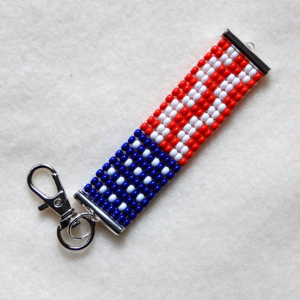 American flag USA bead keychain / bag charm, handmade, U.S. patriotic